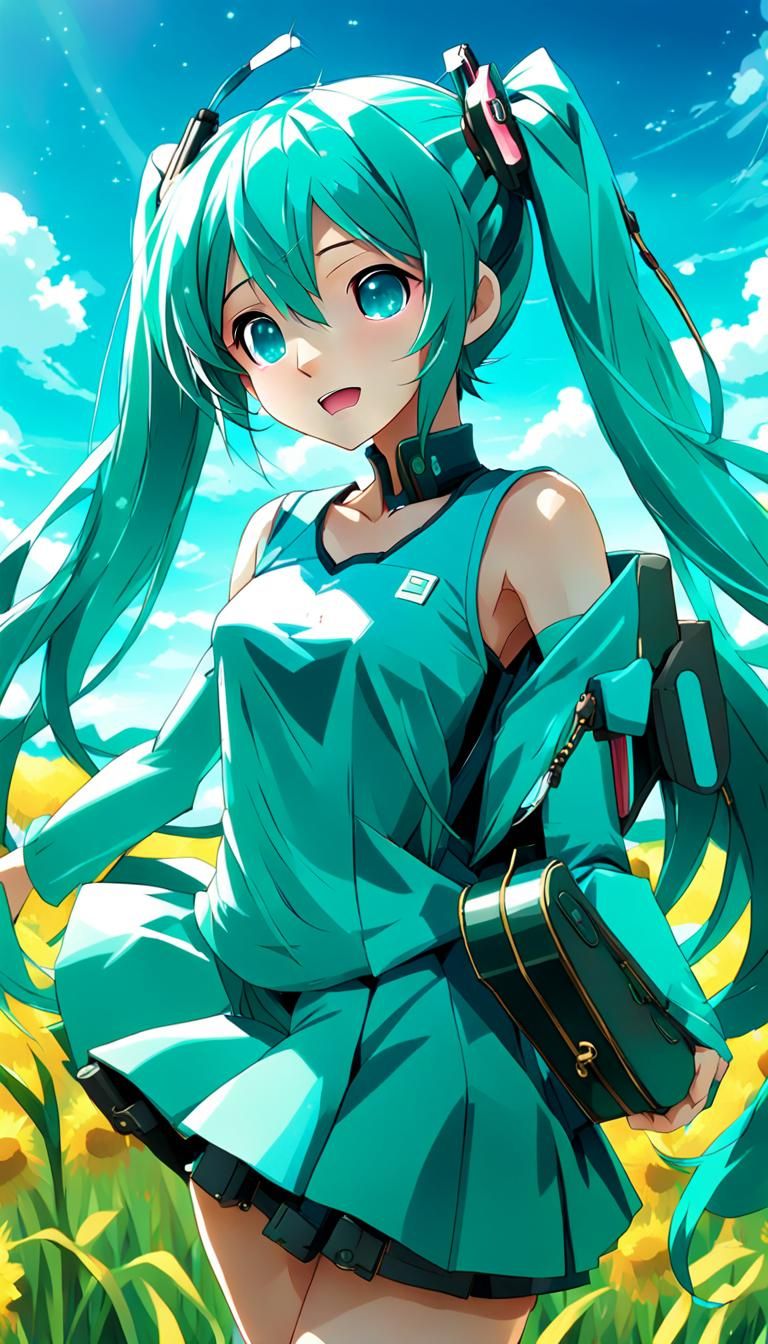 Hatsune Miku in a Serene Anime Landscape