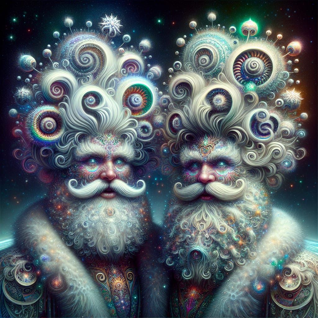 Magnificent Holiday Couple in Vibrant, Cosmic Winter Wonderl...