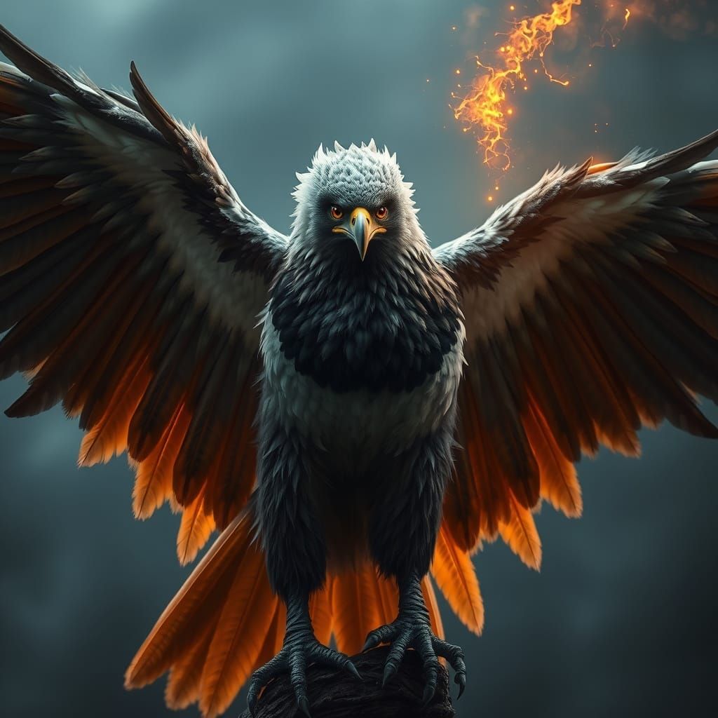 Majestic Thunderbird Phoenix Hybrid with Stormy Plumage