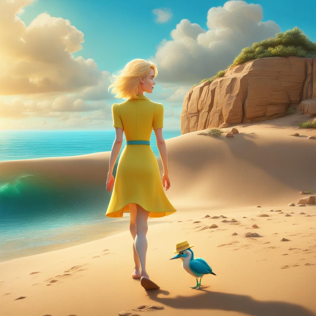 Nicole Kidman on Sunny Beach: 3D Digital Art