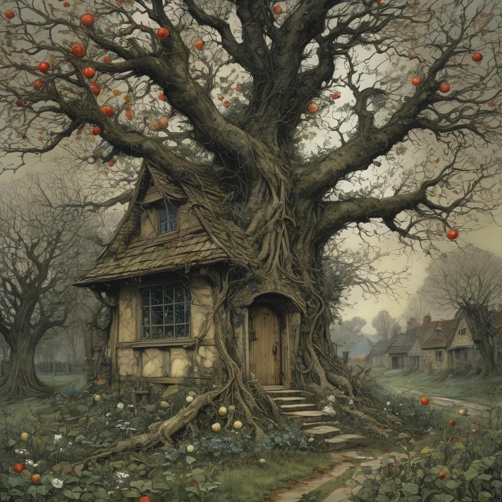 Medieval Herb Woman's House in Entangled Style