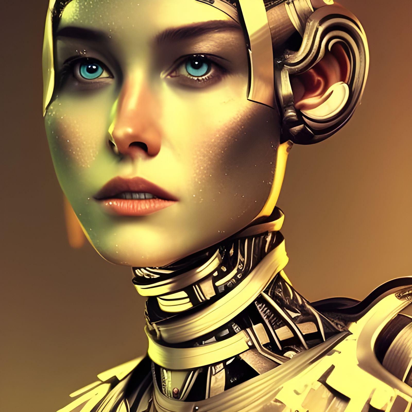 Detailed AI Robot Portrait in Digital Art Style