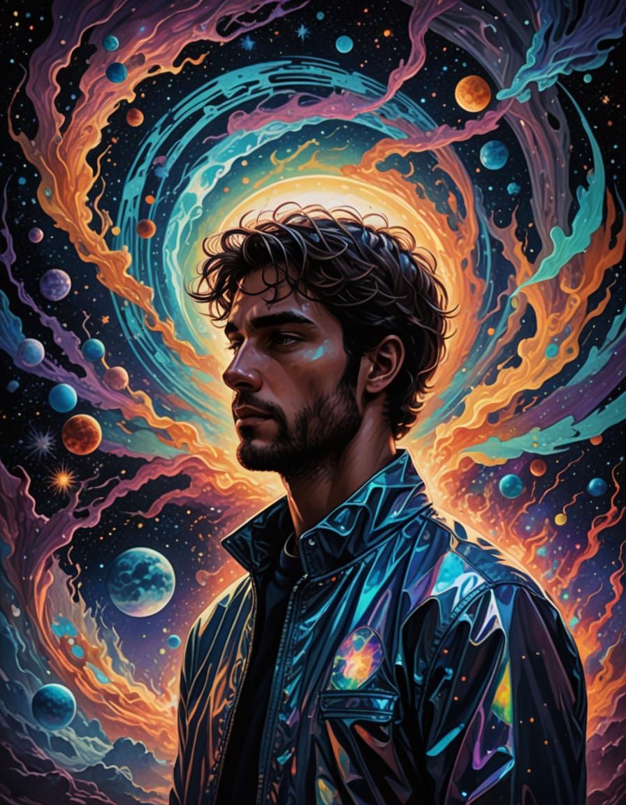 Surreal Astral Landscape in Cosmic Holographic Style