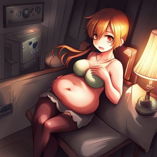 Anime Girl with a Very Large Belly