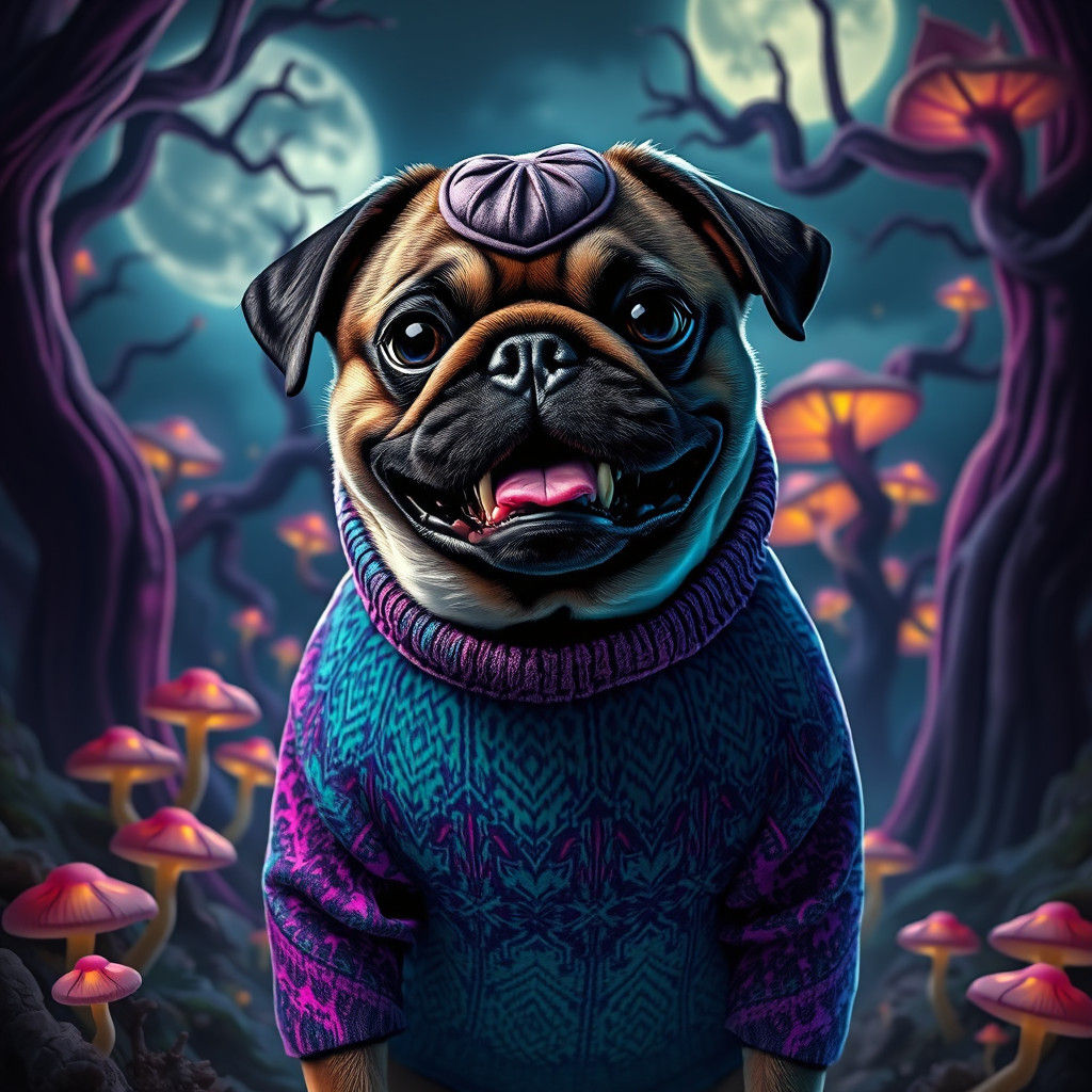 Mystical Pug in Siren Head Sweater