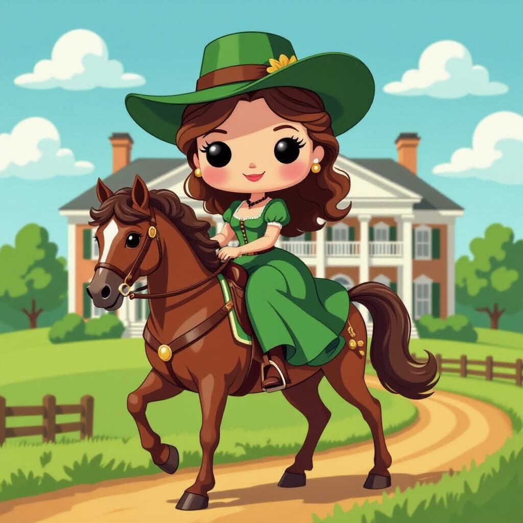 Funko Pop Figure Disney Scarlett O'Hara Riding Her Horse in Front of Tara Mansion