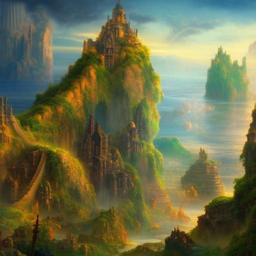 Ancient Sky-Island Ruins with Advanced Technology