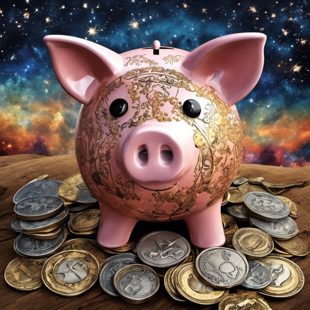 Magical Piggy Bank Overflowing with Ancient Runes