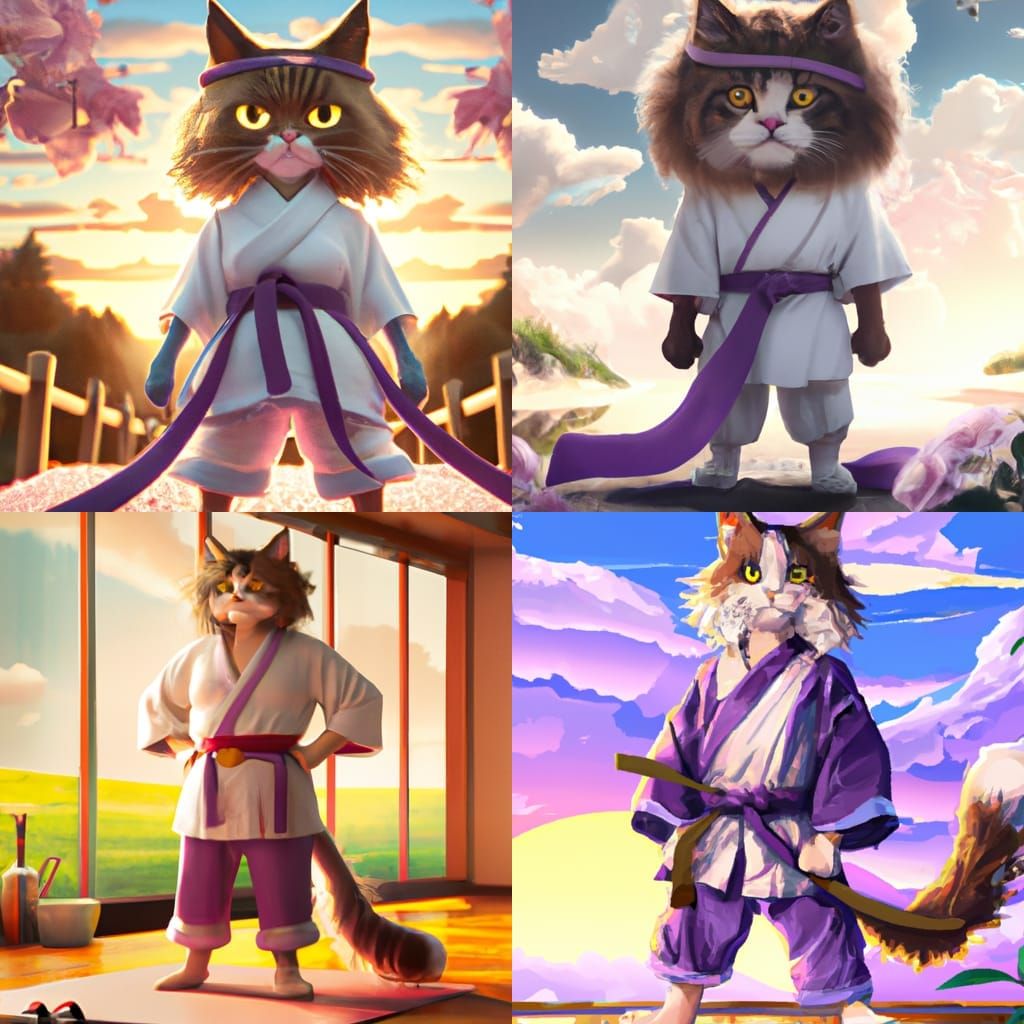 Kitty Cat Martial Artist in Anime Style