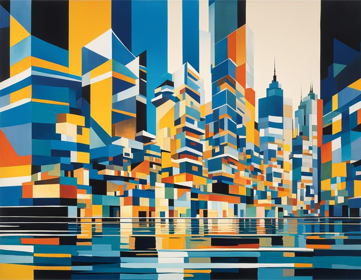A cubist cityscape