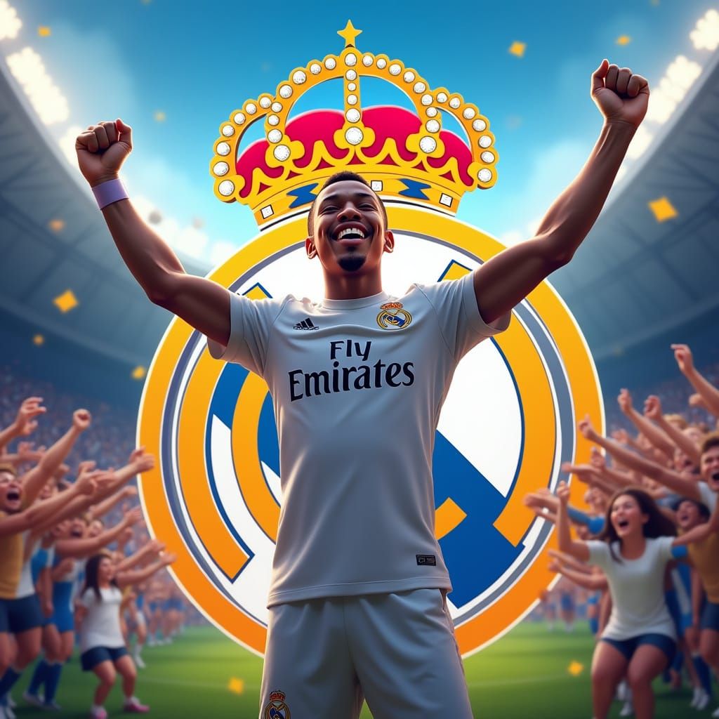 Mbappe Celebrates with Real Madrid Fans at the Bernabeu in a...
