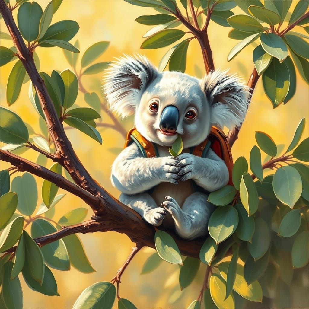 Cozy Koala in Australian Outback Landscape