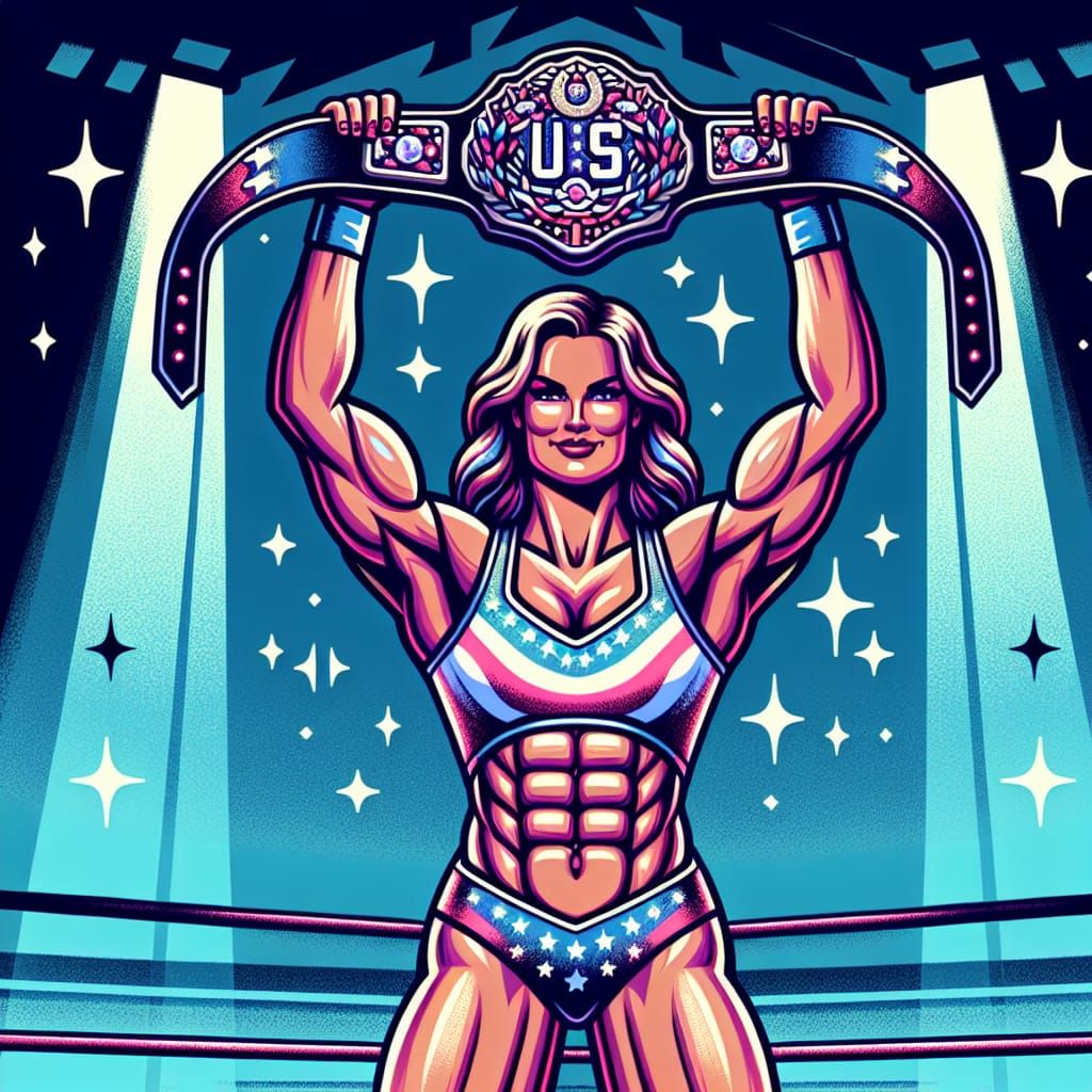 Female Wrestler Celebrates US Championship Victory