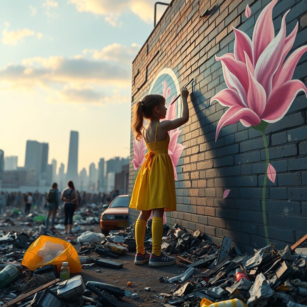 Whimsical Princess in a Vibrant Cityscape