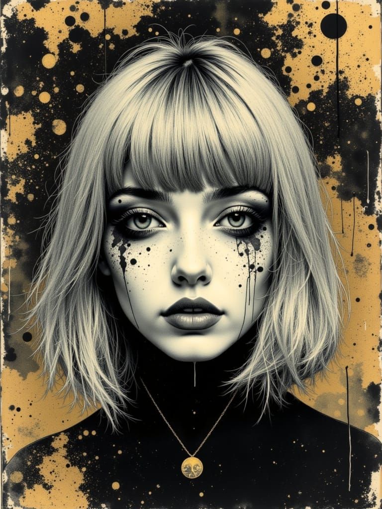 Ethereal Gothic Woman Portrait in Surreal Style