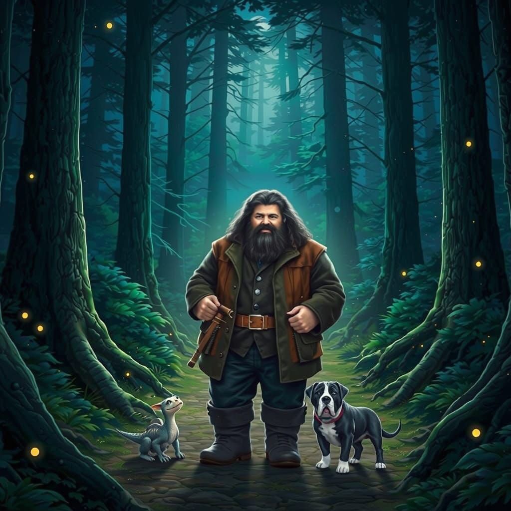 Hagrid Greets Adventurers in Enchanted Forbidden Forest
