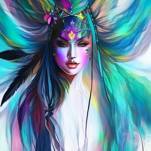 Badb Catha in Crow Feathers: A Digital Masterpiece