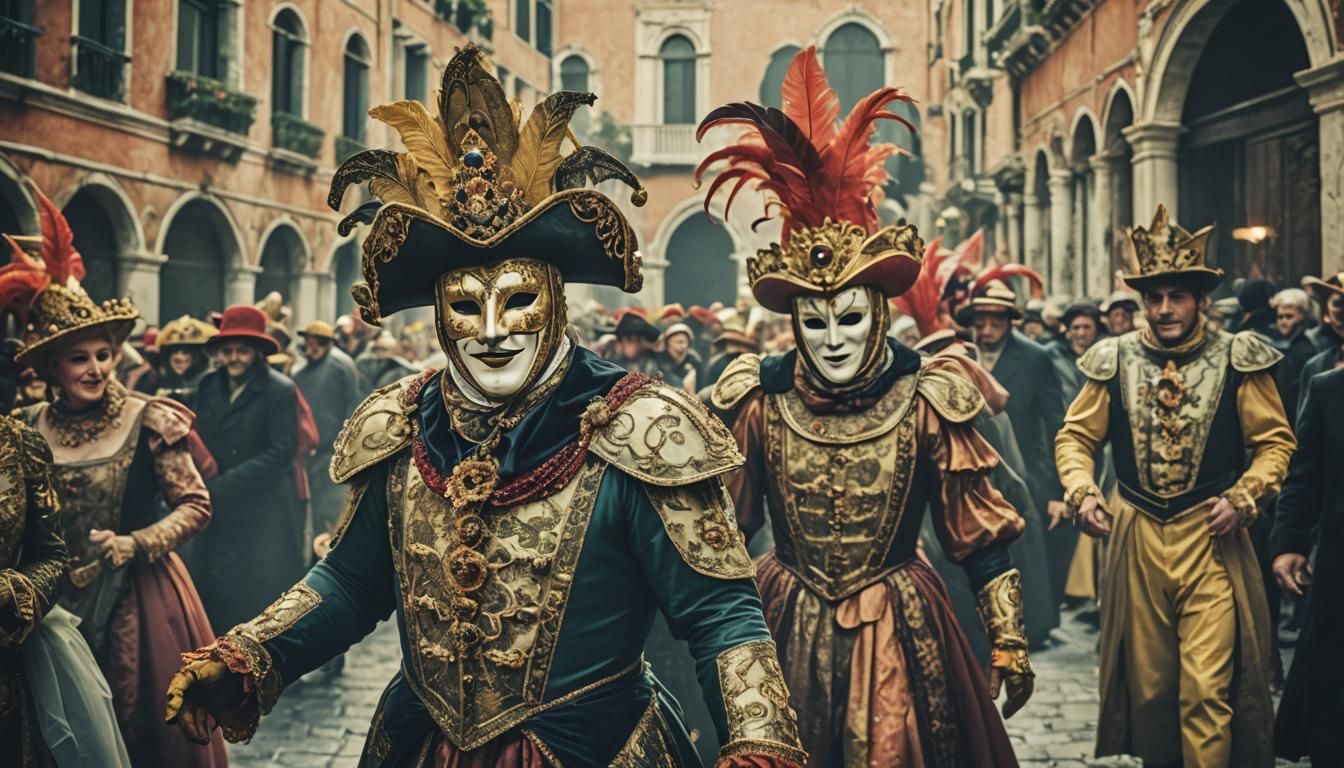 Venetian Carnival Celebration: A Cinematic Still