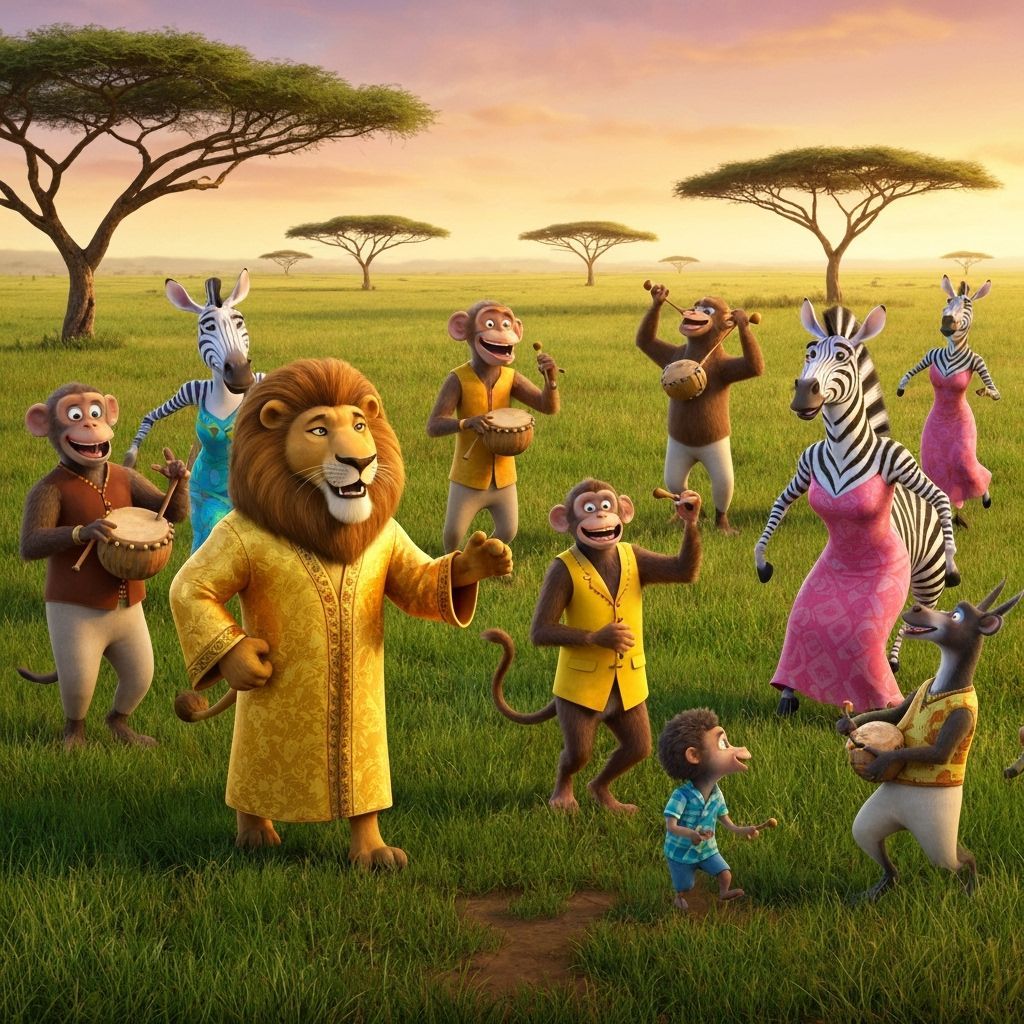 Savannah Animals Throw Musical Party in Africa