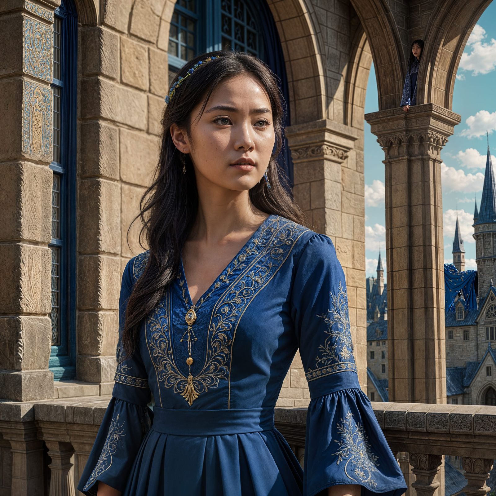 Cho Chang in Elegant Royal Blue Gown