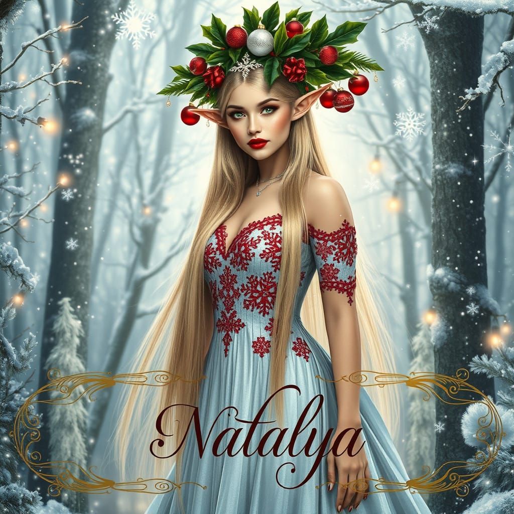 Mystical Christmas Fae in Silver Winter Fantasy