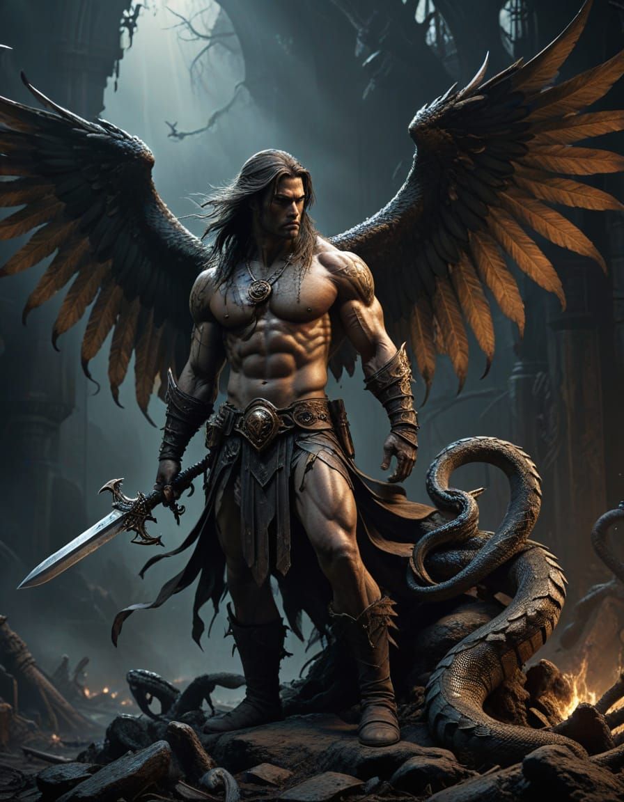 Heroic Fantasy Figure in Golden Light