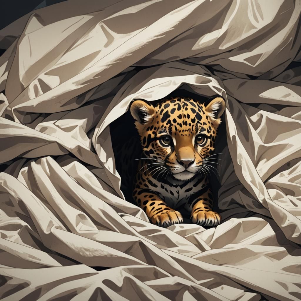 Cute Jaguar Cub in Anime Style