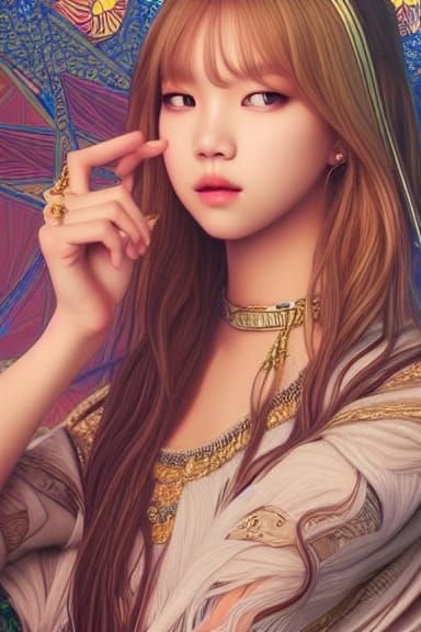 Moon Goddess Tarot Card in Art Nouveau Style