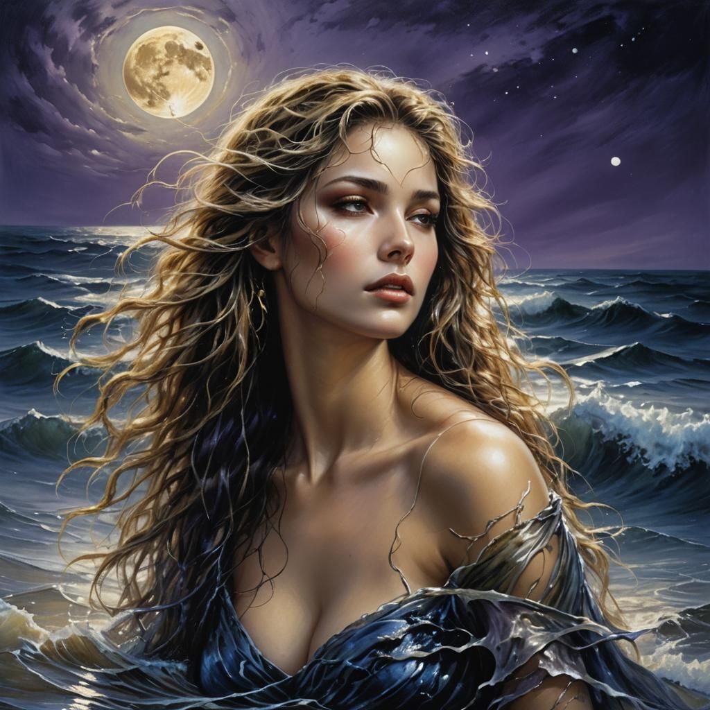Selkie Transformation by Moonlight: Sensual Fantasy Art