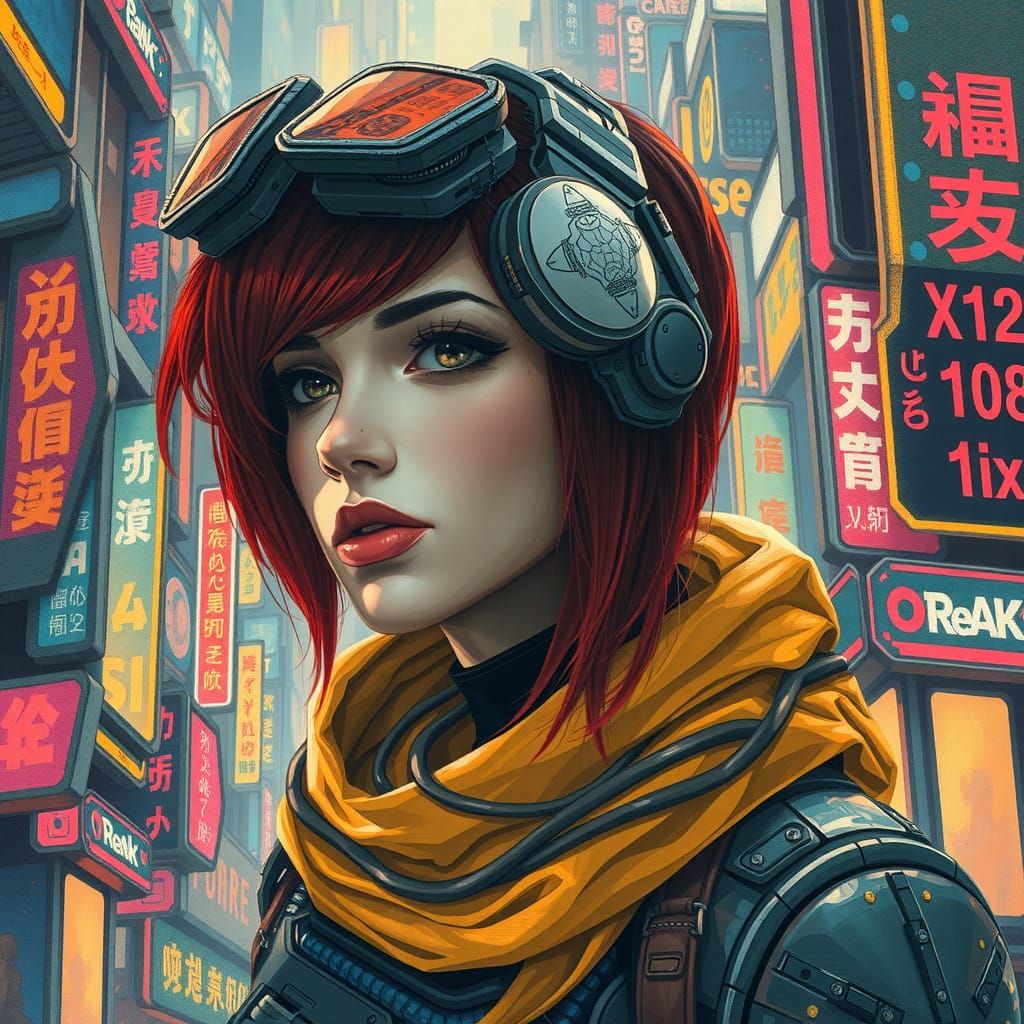 Graffiti de una mujer hermosa pelirroja