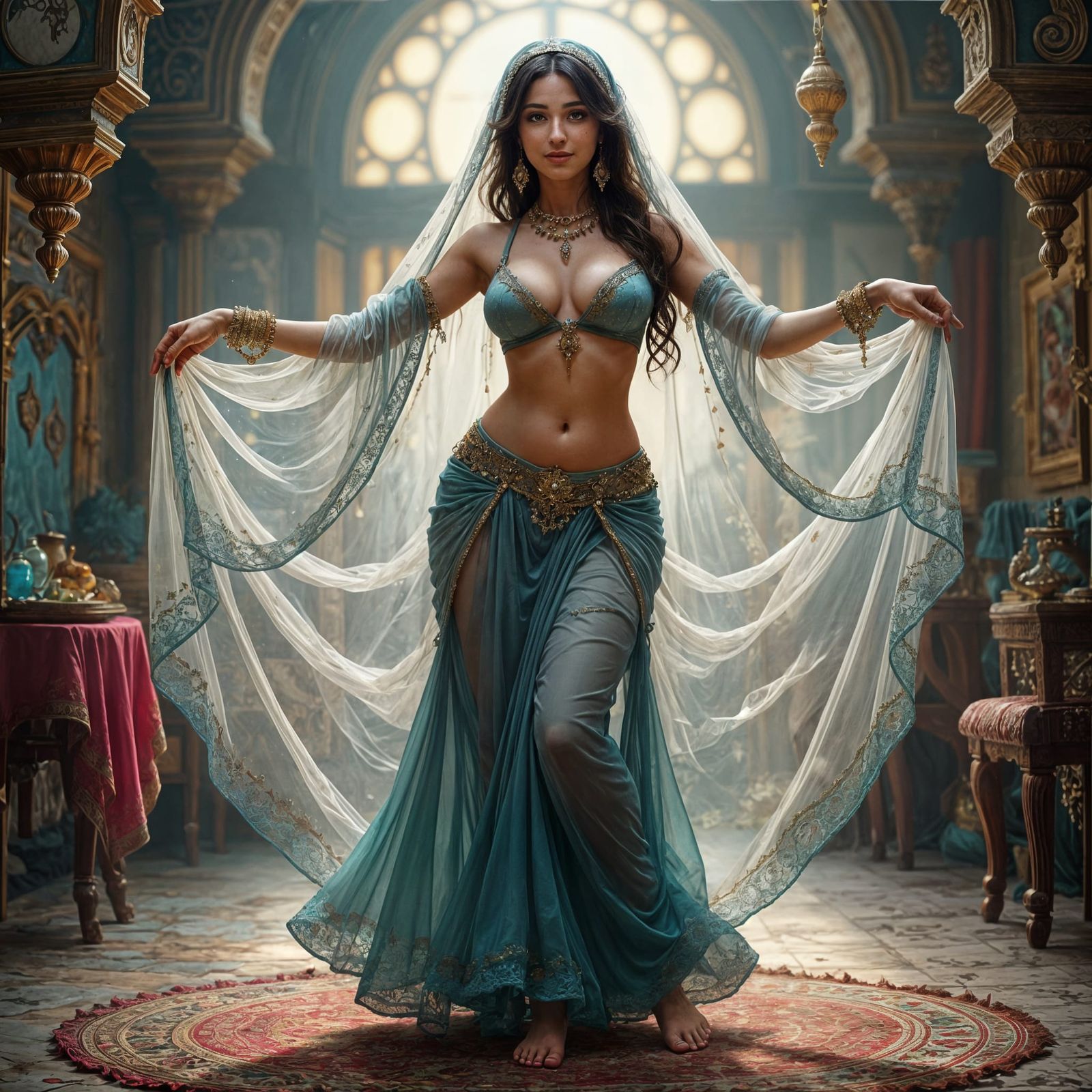 Vivid Fantasy Belly Dancer in a Fairytale Brothel Scene