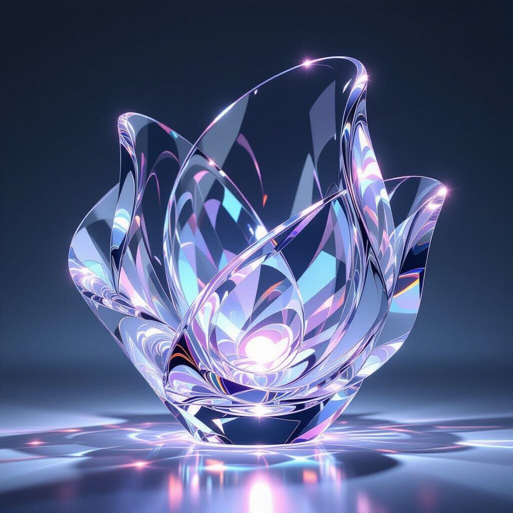 Ornate Glass Sculpture Refracting Light