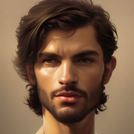 Sad, Amber-Eyed Man: Hyperdetailed Artgerm Portrait