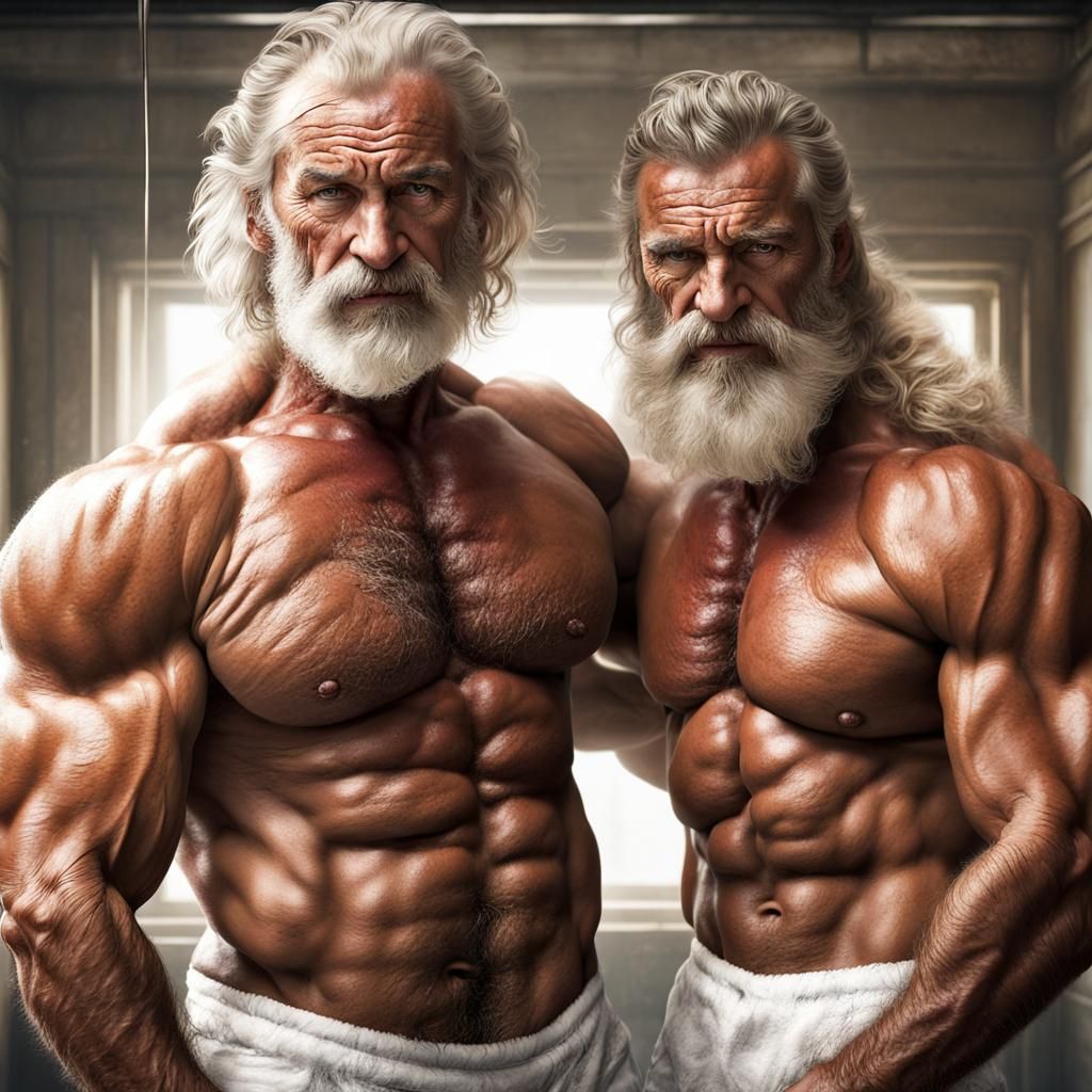 Two Rugged Bodybuilders Share a Kiss