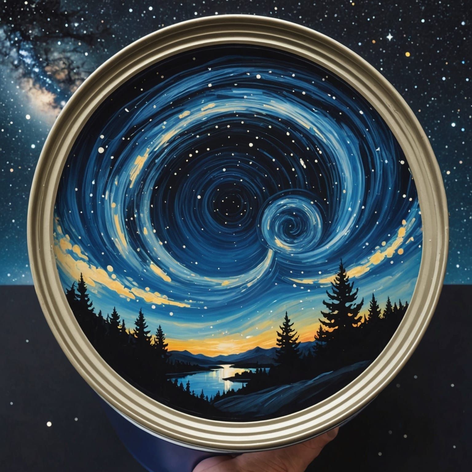 Paint Can Spills Starry Night Sky