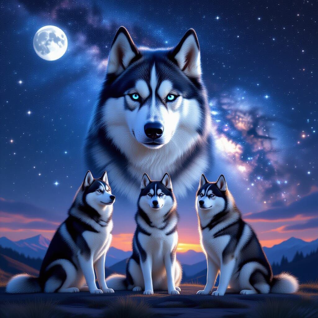 three Huskies