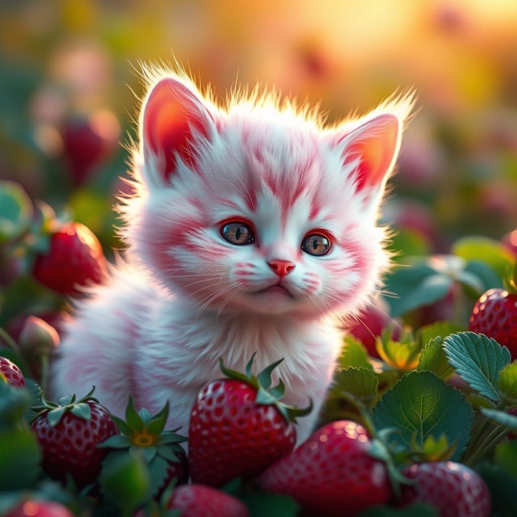 Dreamy Kitty-Strawberry Hybrid in Vibrant Meadow