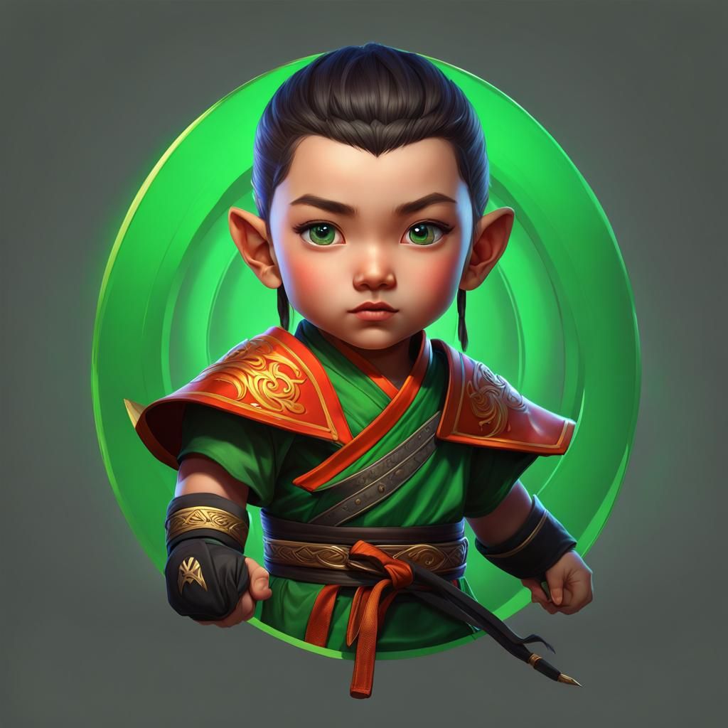 Halfling Monk Portrait in Detailed Fantasy Art Style