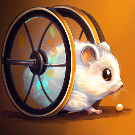 Hamster Promoting Rollercoin in Cel-Shaded Style