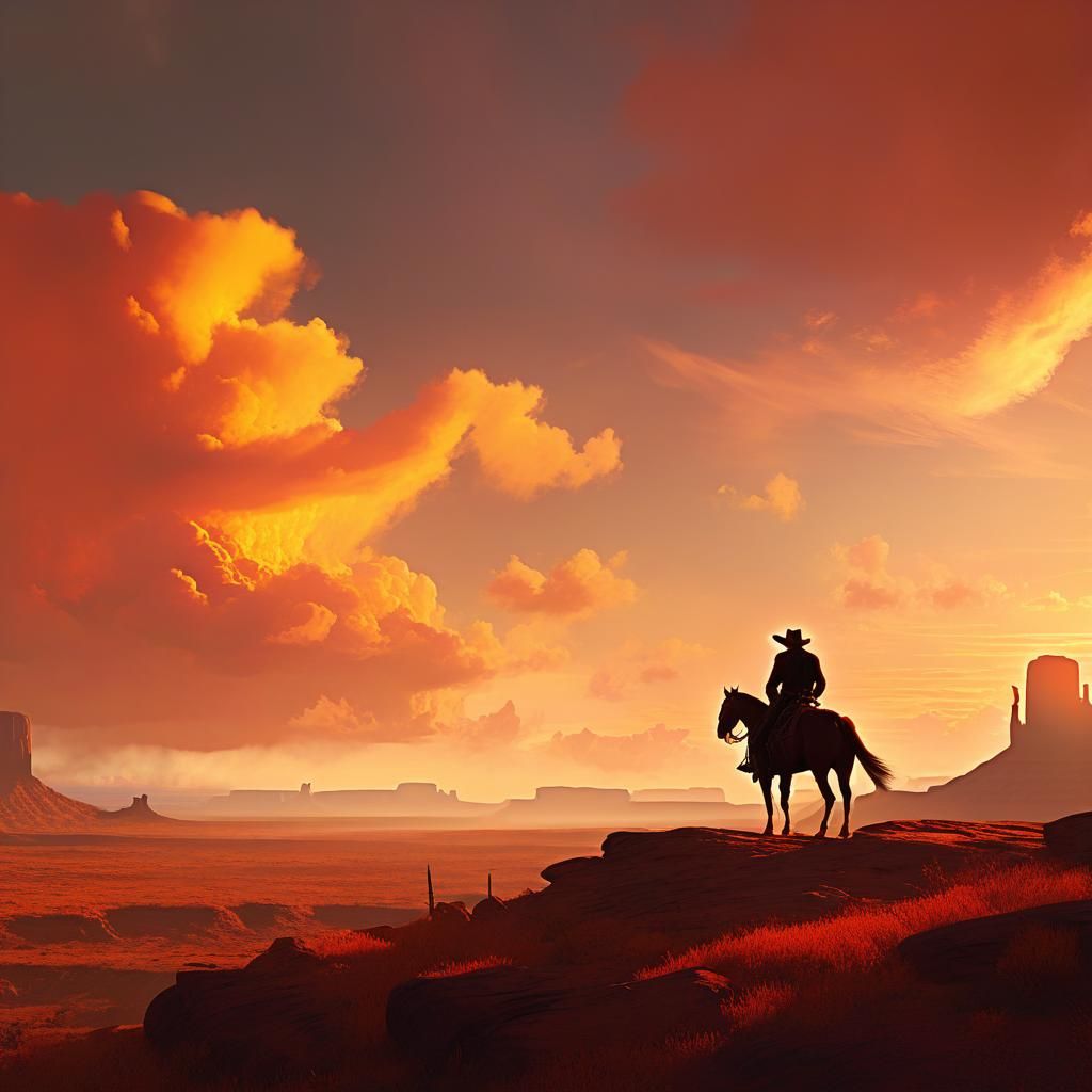 Cowboy Sunset: A Dreamy Cinematic Landscape