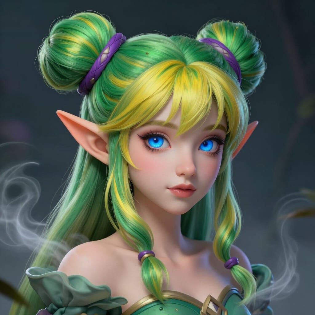 Gnome Sorceress with Vibrant Twin Braids