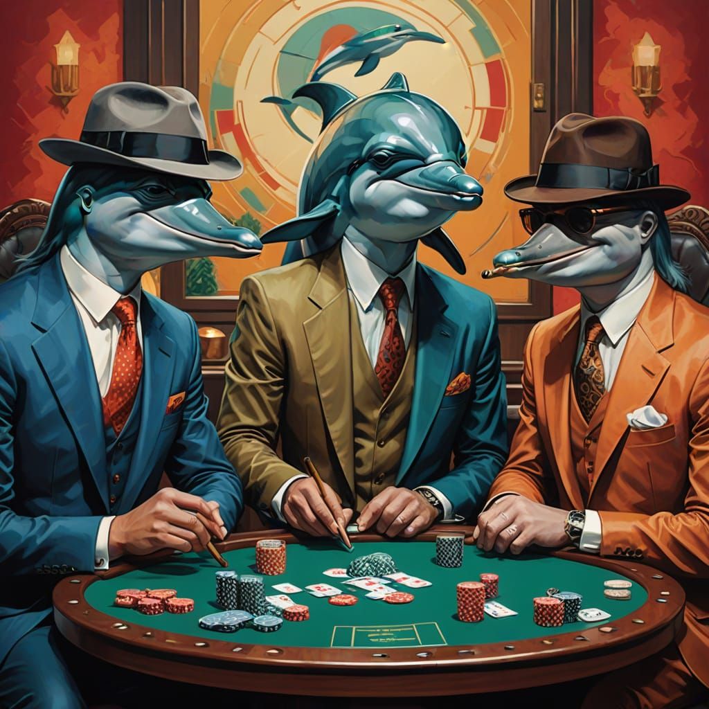 Sophisticated Dolphins in a Luxury Poker Game
