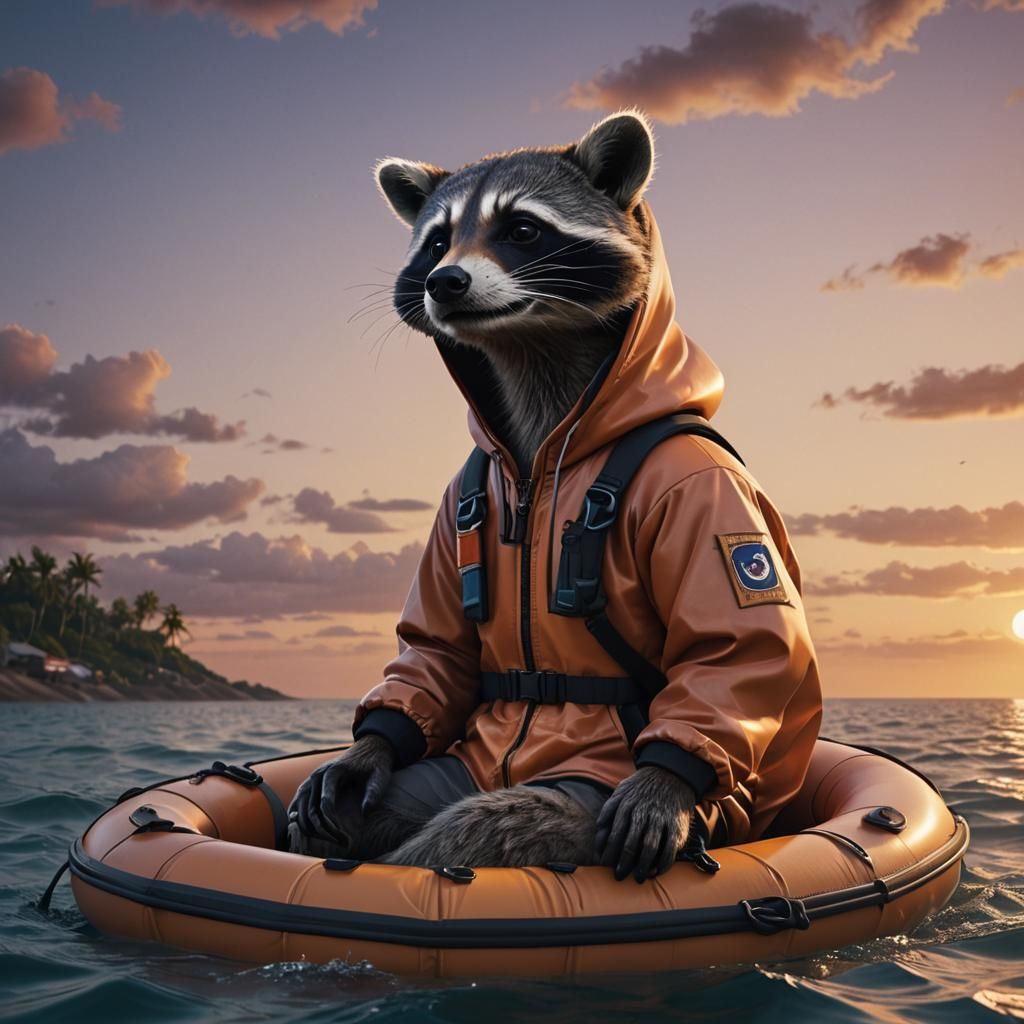Raccoon inflatable life raft