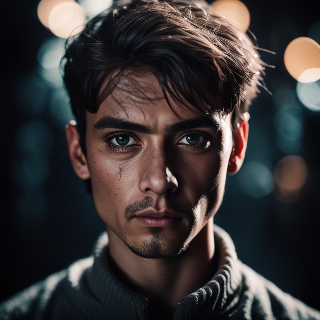 Piercing Gaze: High-Contrast Cinematic Portrait