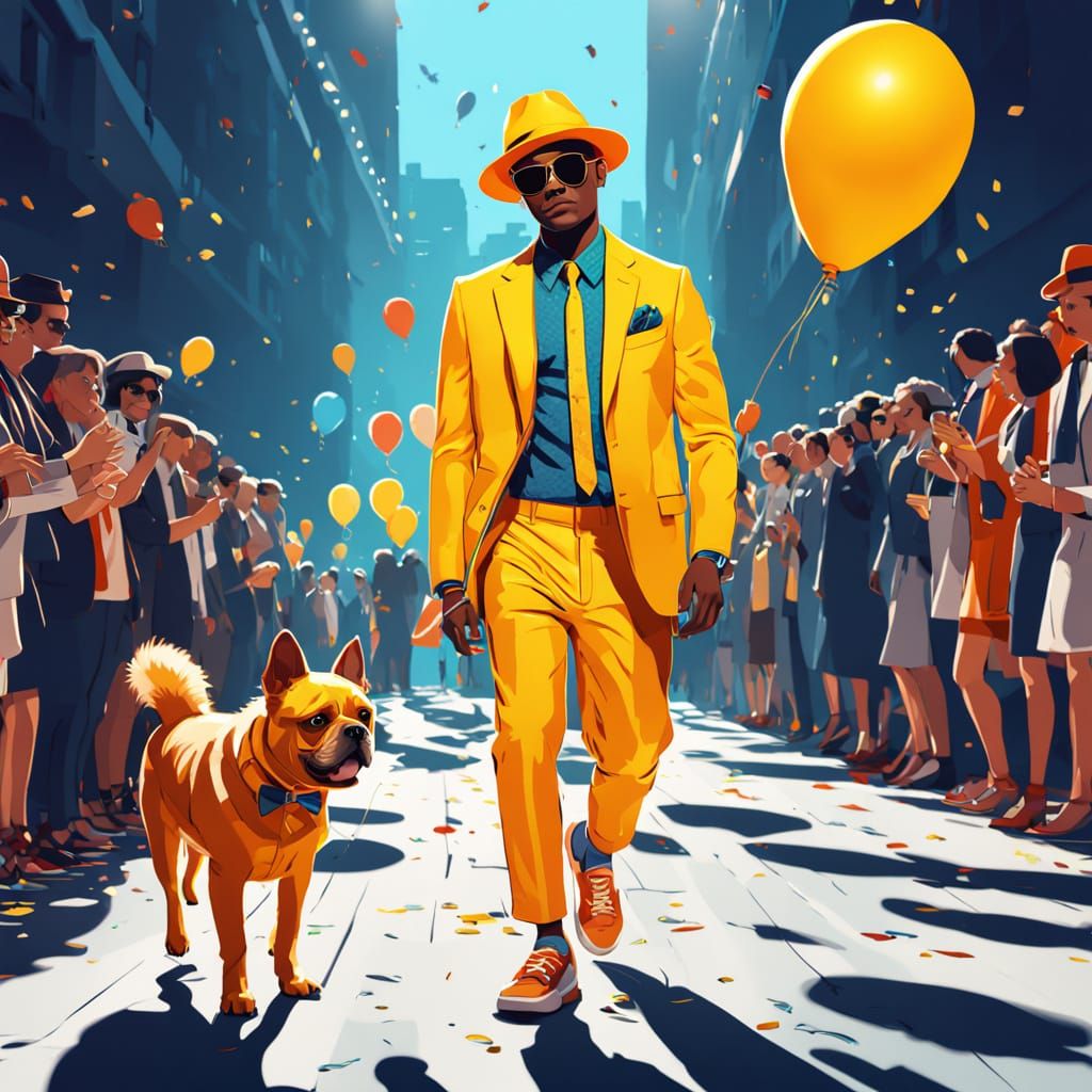 Vibrant Runway Duo in Bright Yellow Suits