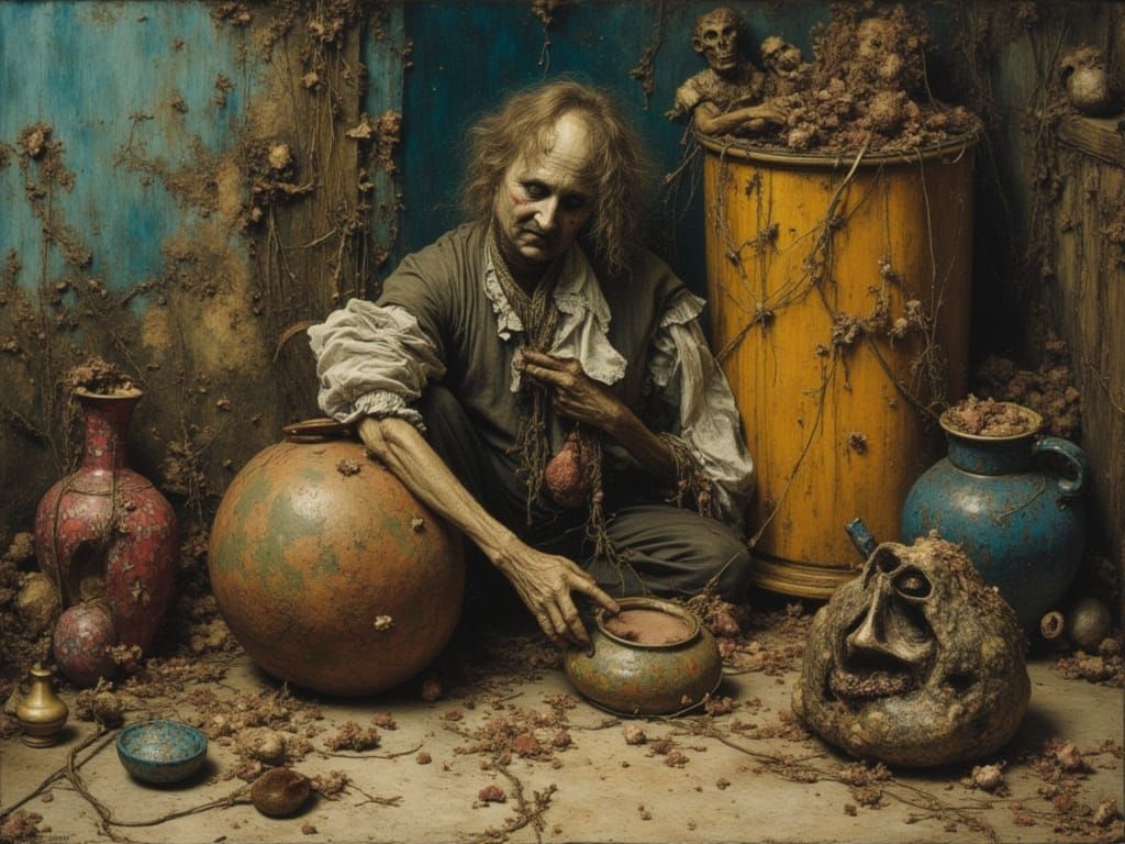 Unsettling Pottery as Textured Oil Painting