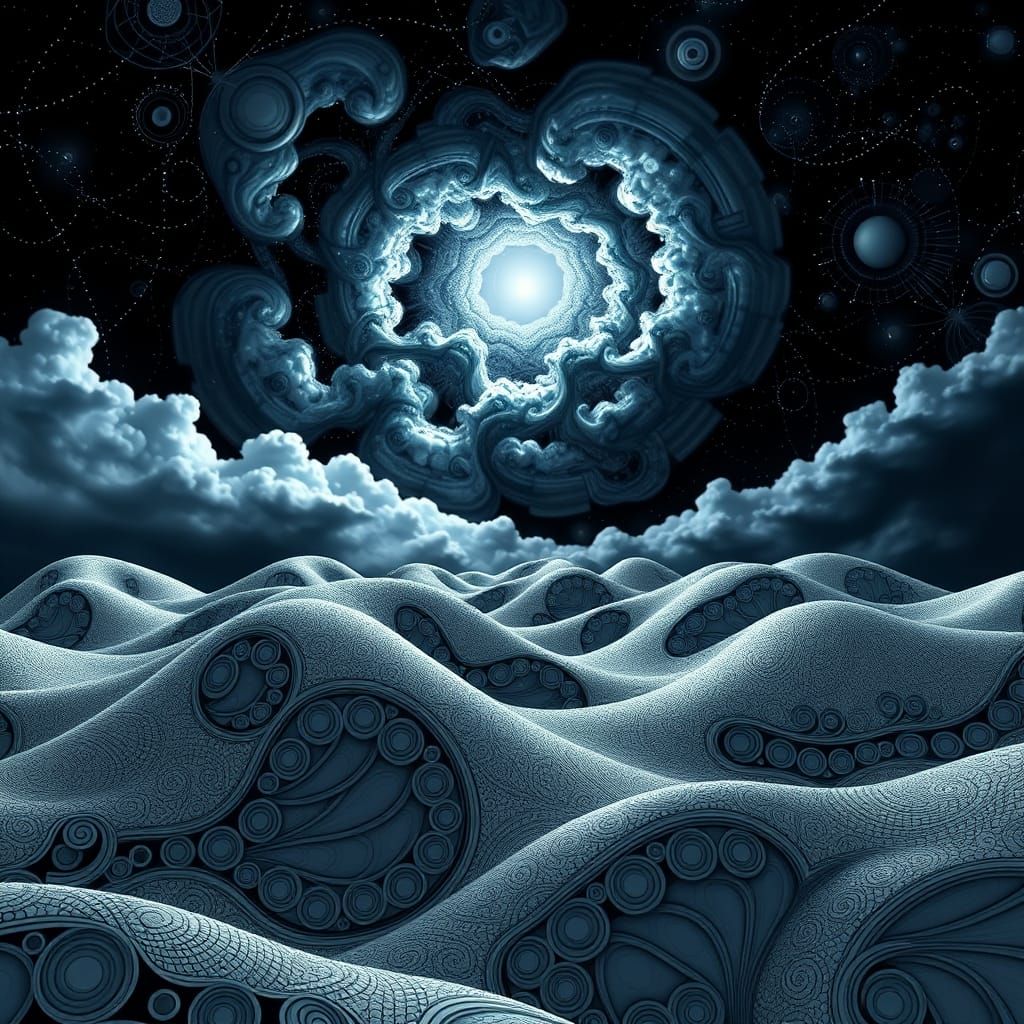 Dreamlike Landscape with Vichy Patterned Skies and Ground