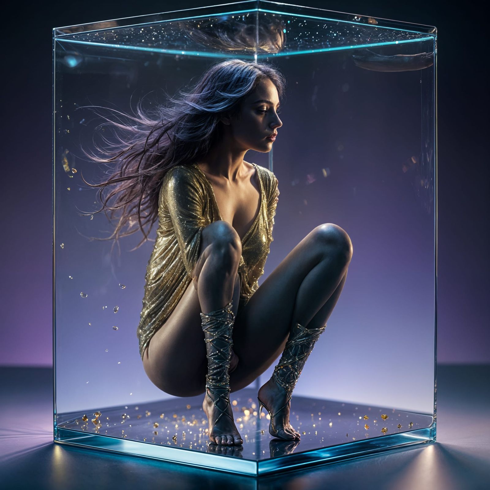 Elegant Beauty in Glass Box: Surreal Macro Photography