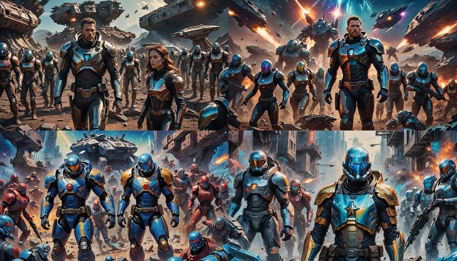 Triumphant Leaders After Space Battle: Hyper-Realistic