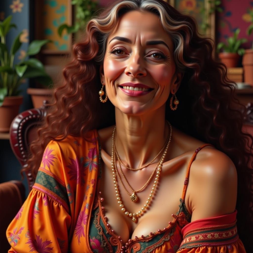 Bohemian Woman in Sunlit Studio, David C. Driskell Inspired